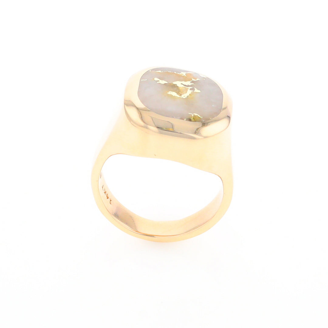 Gold Quartz Ring, Rectangle Inlaid Center