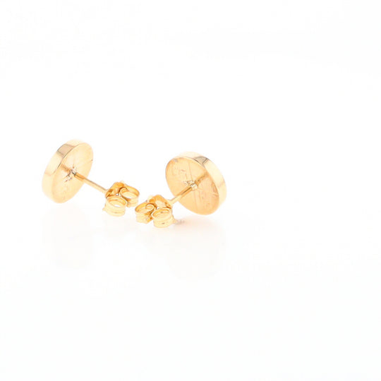 Gold Quartz Earrings 9mm Round Inlaid Studs - G2