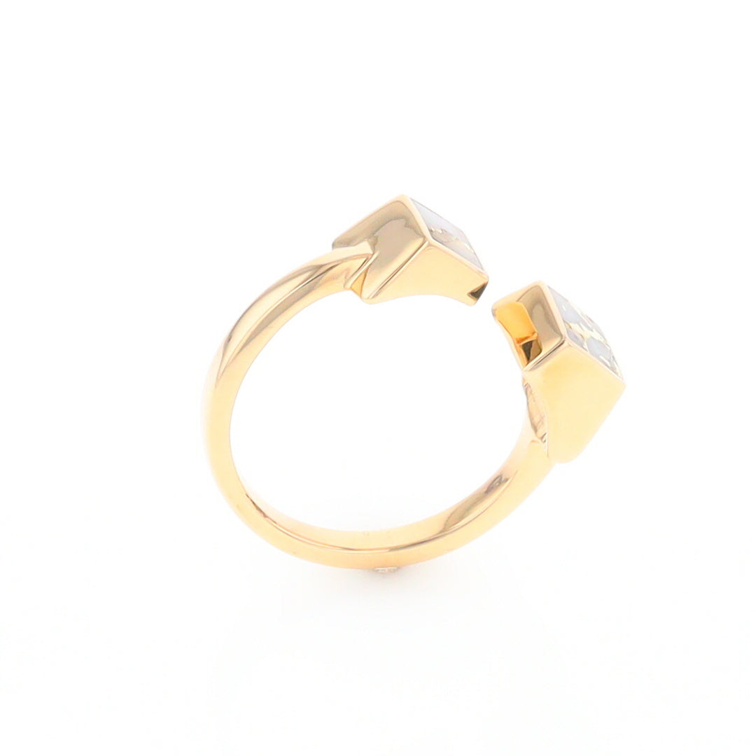 Gold Quartz Ring Wrap Double Square Inlaid Design