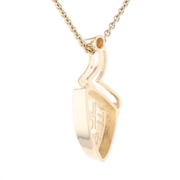 Gold Quartz Triangulare Inlaid Pendant with Diamond Accent