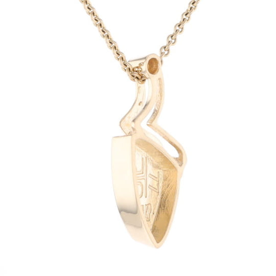 Gold Quartz Triangulare Inlaid Pendant with Diamond Accent