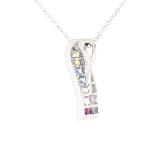 Multi-color Sapphire Necklace with Diamond Accents