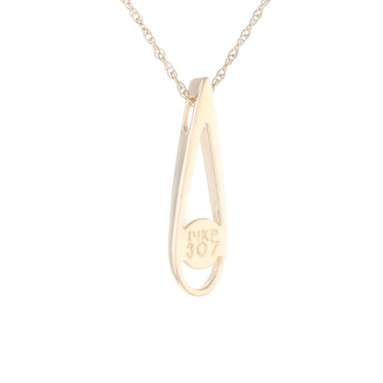 Open Teardrop Round Gold Quartz Inlaid Pendant