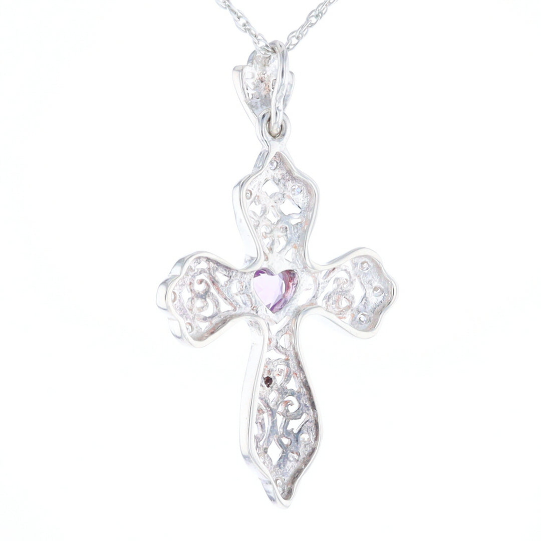 Heart Amethyst Cross Pendant