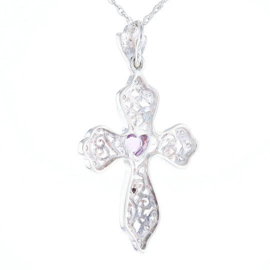 Heart Amethyst Cross Pendant