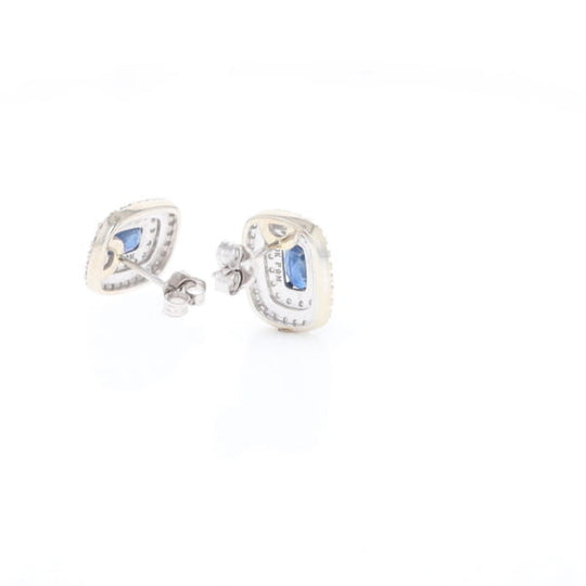 Double Halo Sapphire Earrings
