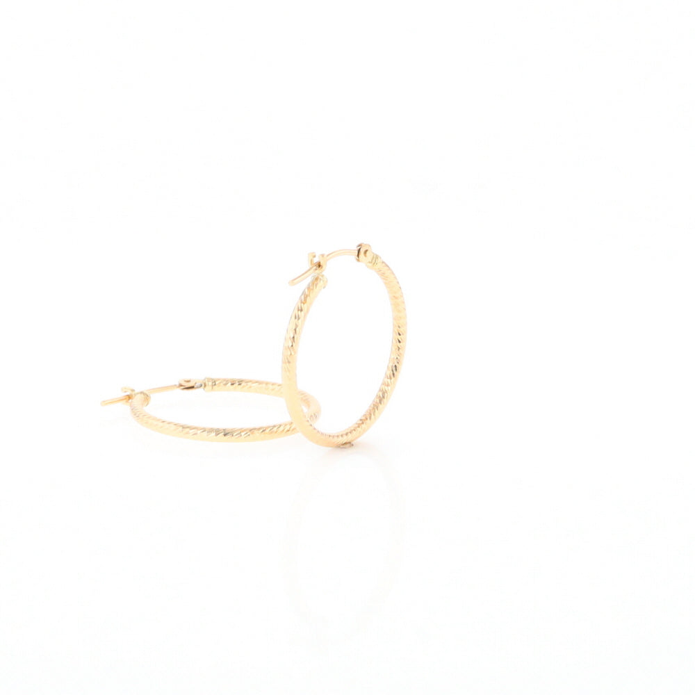 Gold Ribbed Hoop Earrings