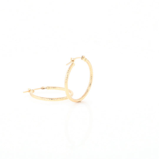 Gold Ribbed Hoop Earrings