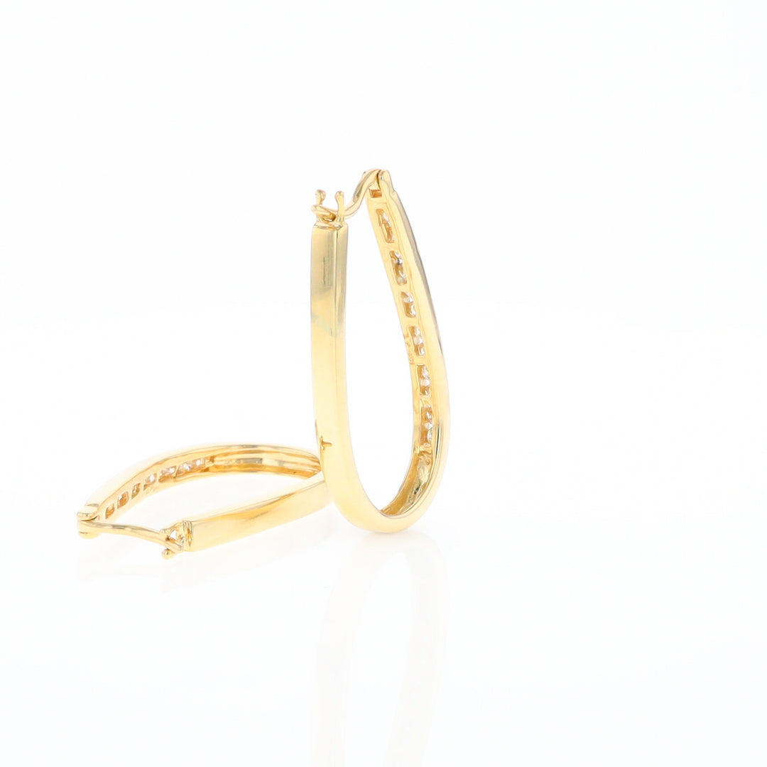 U-Shaped Channel Set Diamond Hoop Earrings