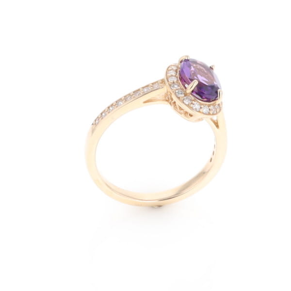 Oval Amethyst with Diamond Halo Ring