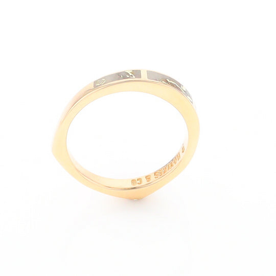 Gold Quartz Ring 3 Rectangle Section Inlaid Band