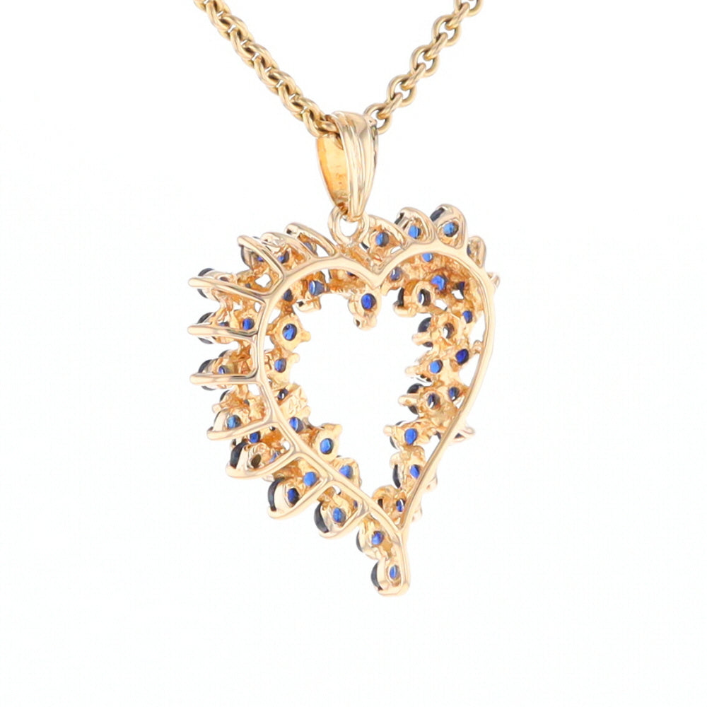 Bursting Sapphire Open Heart Pendant