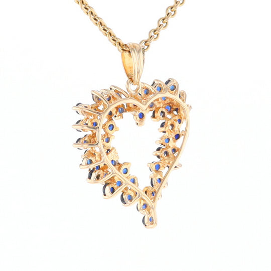 Bursting Sapphire Open Heart Pendant