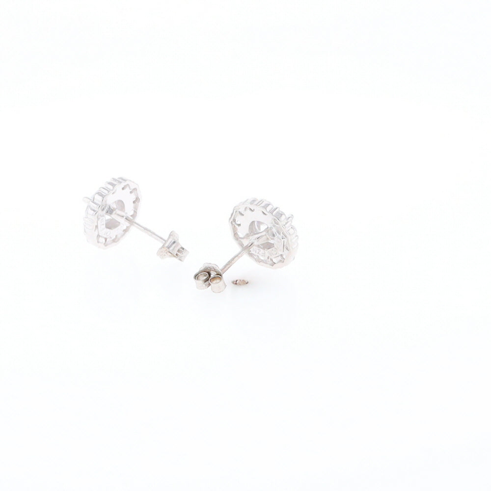 Cubic Zirconia Halo Stud Earrings