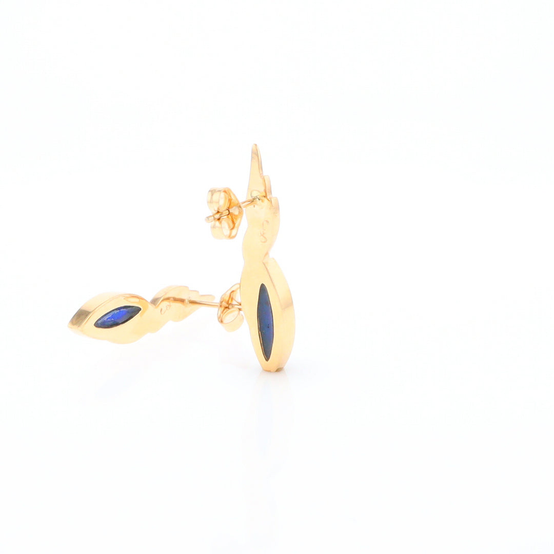 Marquise Lapis Swirl Design Inlaid Earrings