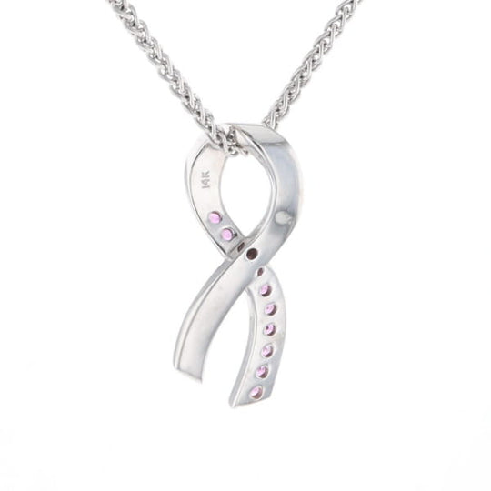Pink Sapphire Breast Cancer Ribbon Pendant