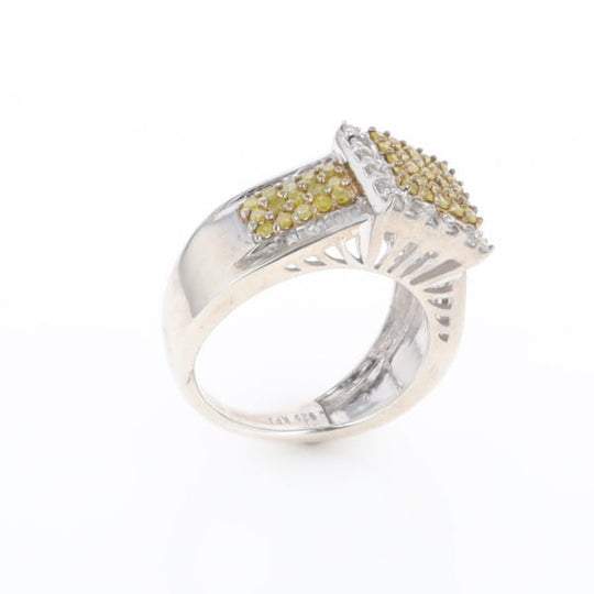 Yellow and White Diamond Filigree Design Ring