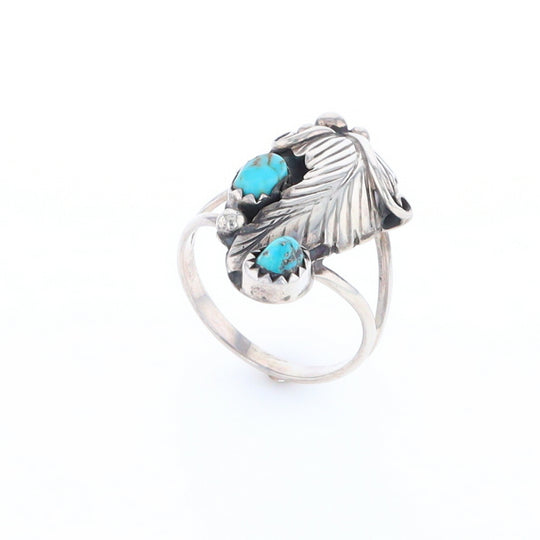 Native Turquoise Feather Ring