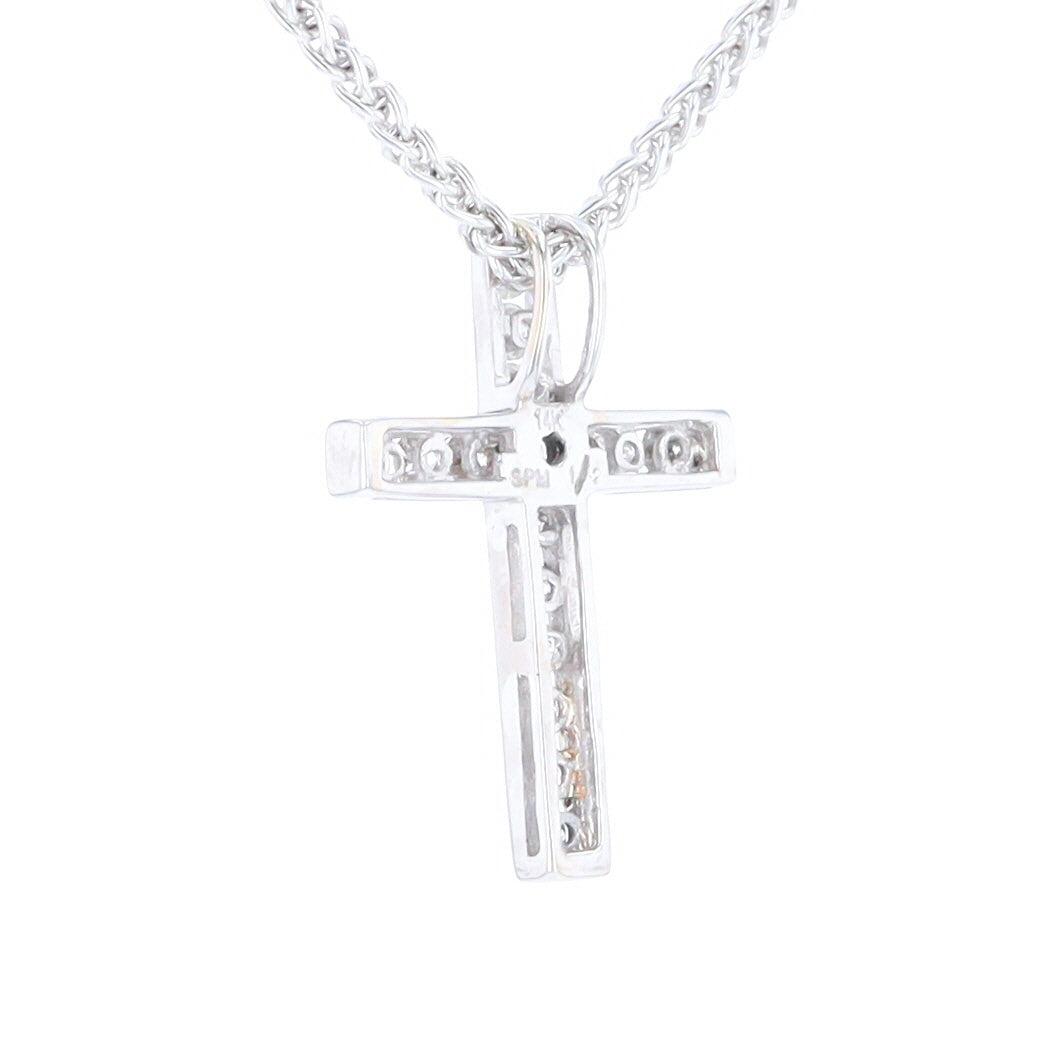 Channel Set Diamond Cross Pendant