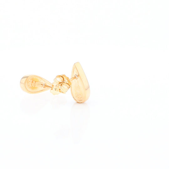 Gold Quartz Earrings Tear Drop Inlaid Studs