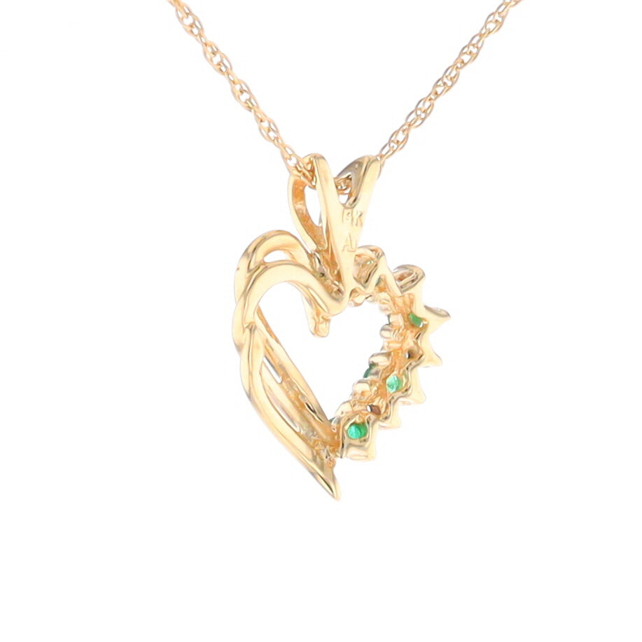 Open Heart Emerald and Diamond Pendant