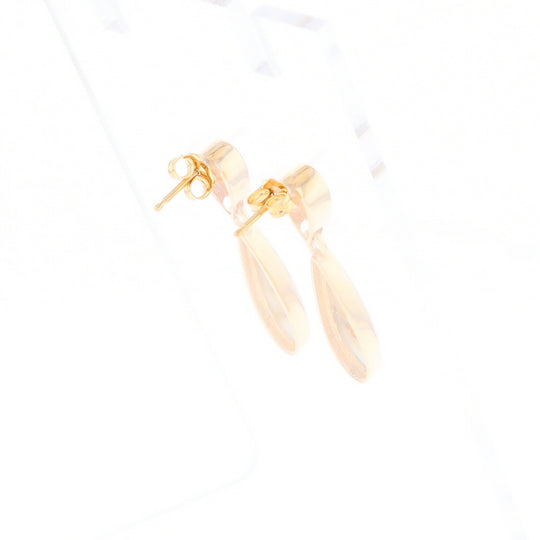 Gold Quartz Earrings Tear Drop Inlaid Design