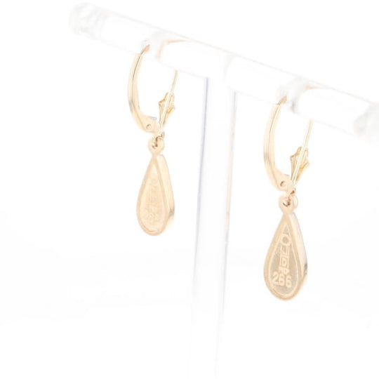 Gold Quartz Earrings Tear Drop Inlaid Lever Backs - G3