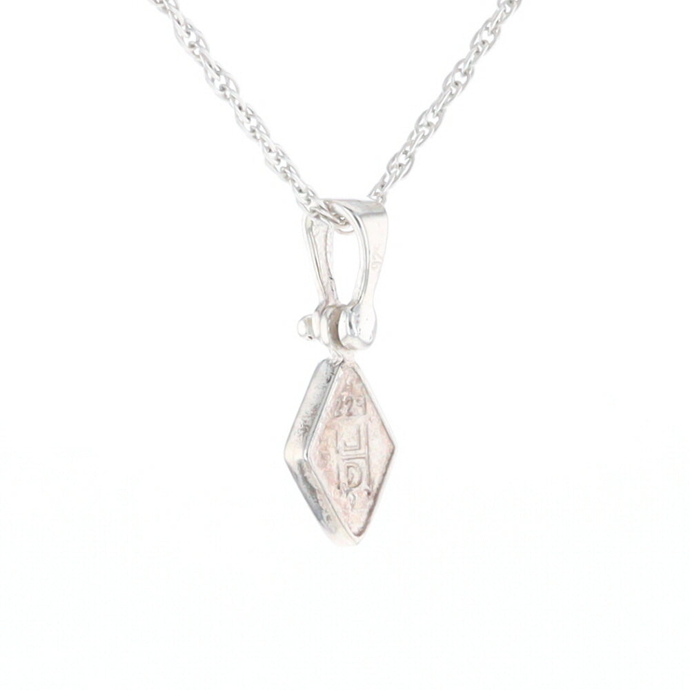 Sterling Silver Gold Quartz Inlaid Diamond Pendant - G3