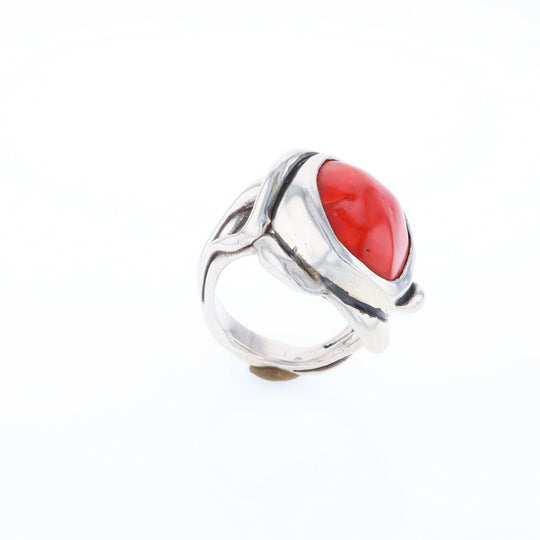 Native Oval Coral Free Form Ring