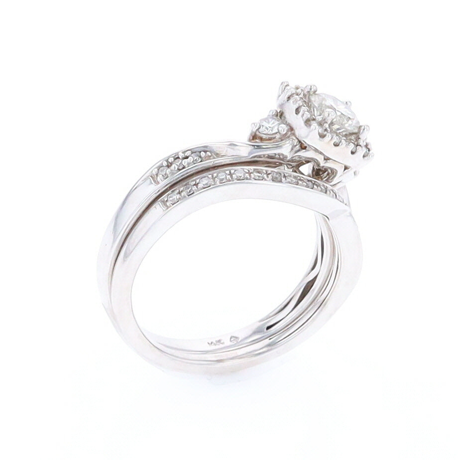 Diamond Wedding Set with Matching Shadow Band