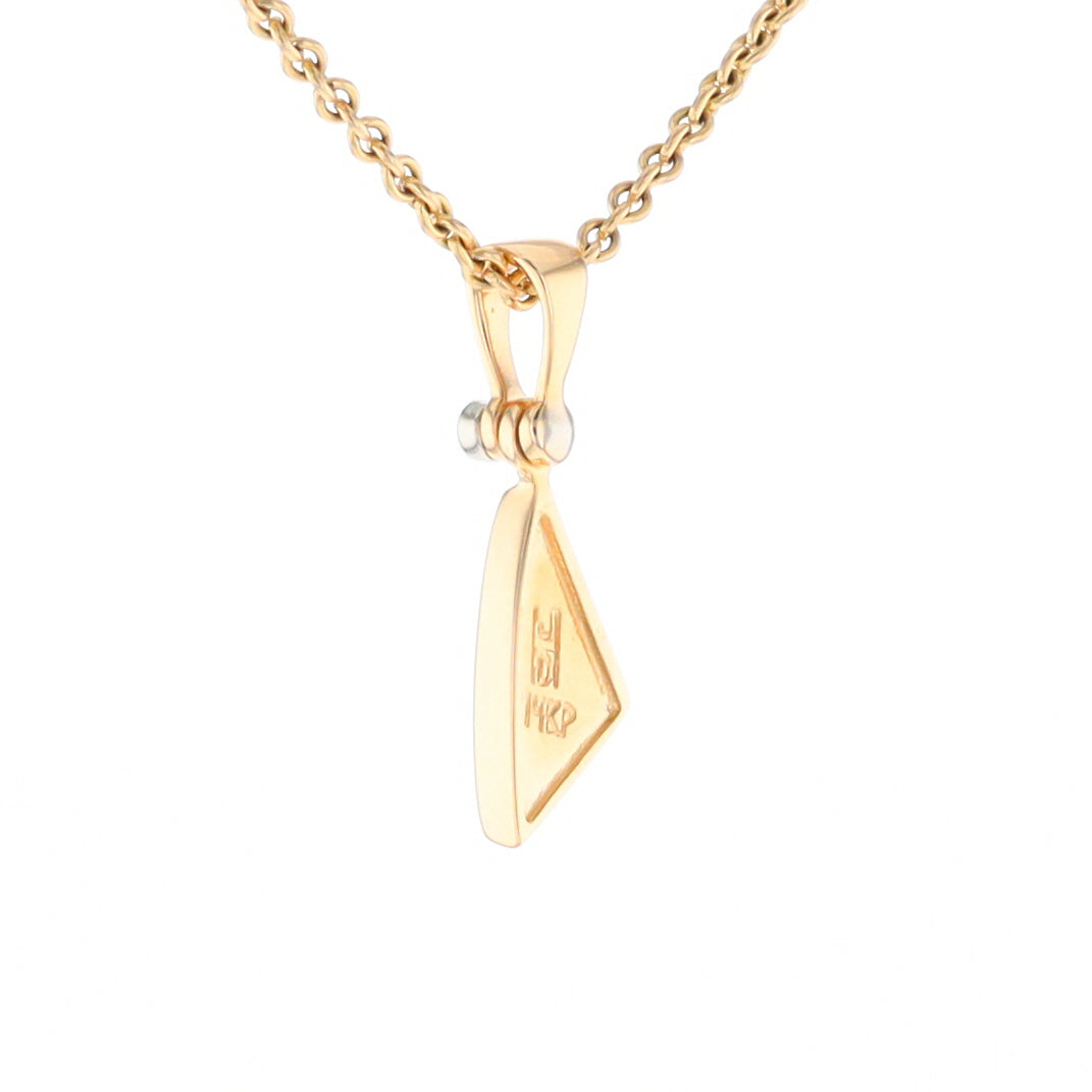 Gold Quartz Necklace Sail Inlaid Design Pendant with .02ct Diamond