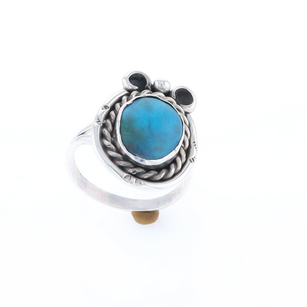 Native Turquoise Rope Design Ring