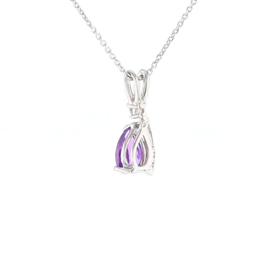 Amethyst Pear Ribbon Necklace