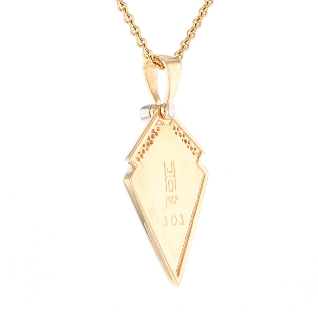 Gold Quartz Kite Shape Inlaid Pendant with 0.19ctw Diamonds (G1)