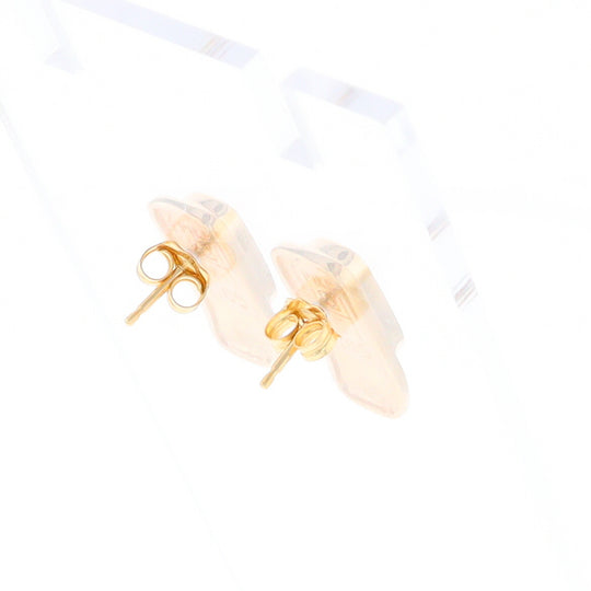 Gold Quartz Earrings Rectangle Inlaid Design
