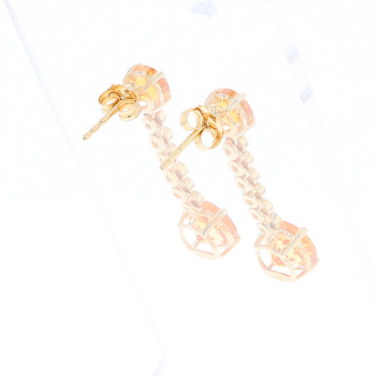 Citrine and Diamond Dangle Drop Earrings