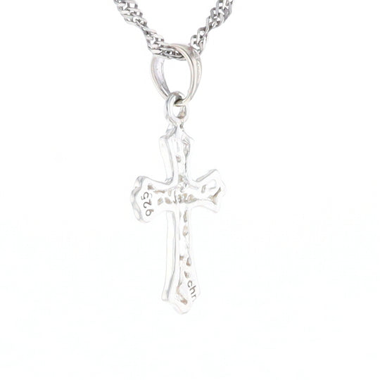 Sterling Silver Flower Cross Pendant