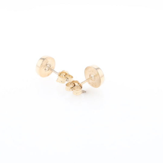 Gold Quartz Earrings Round Inlaid Studs