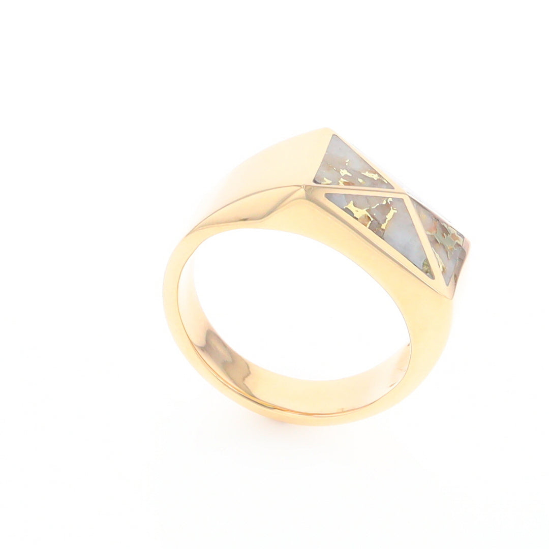 Four Section Gold Quartz Inlaid Men's Ring G2