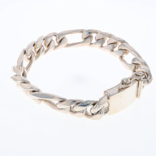 Sterling Silver Wide Figaro Bracelet