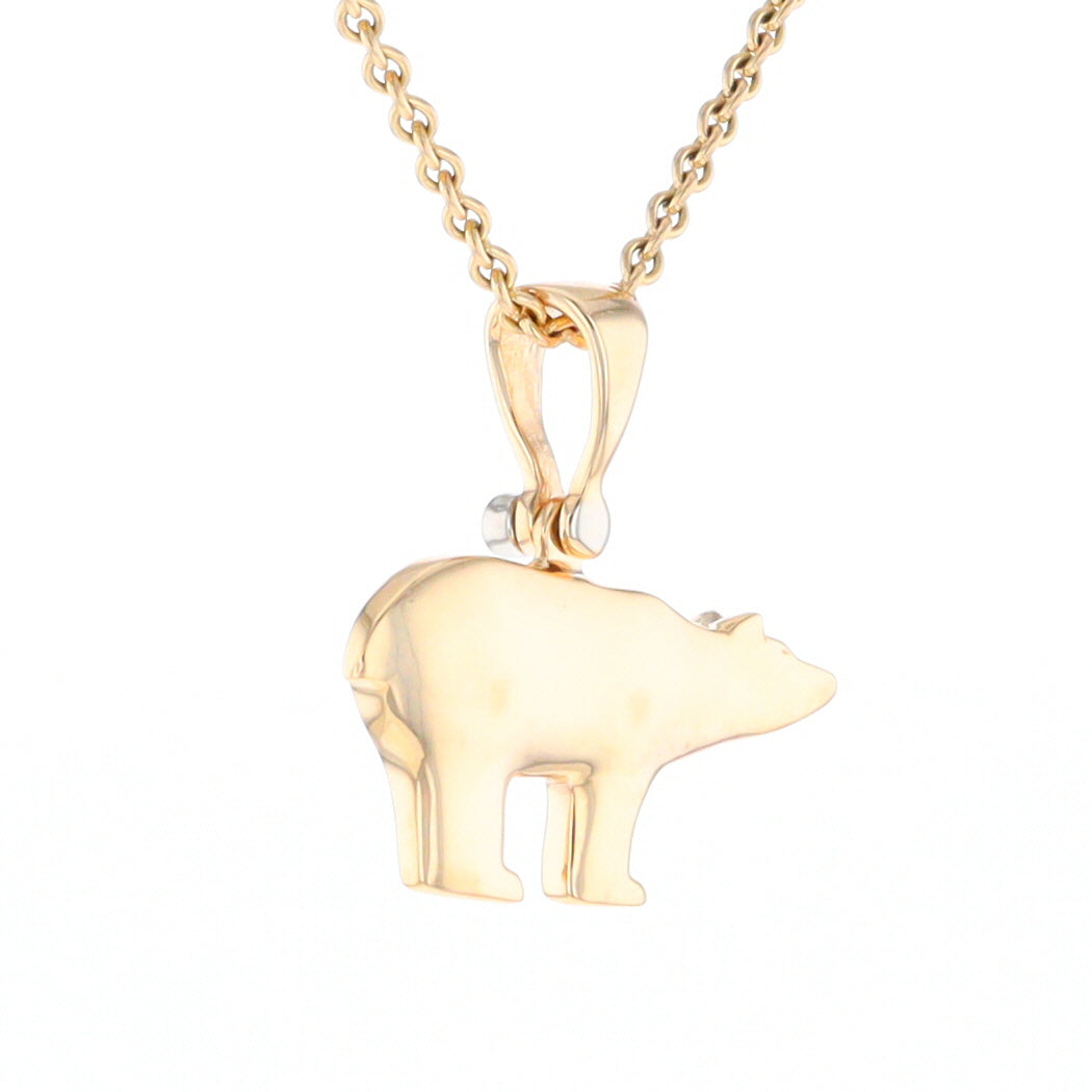 Gold Quartz Inlaid Polar Bear Pendant