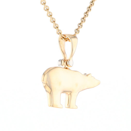 Gold Quartz Inlaid Polar Bear Pendant