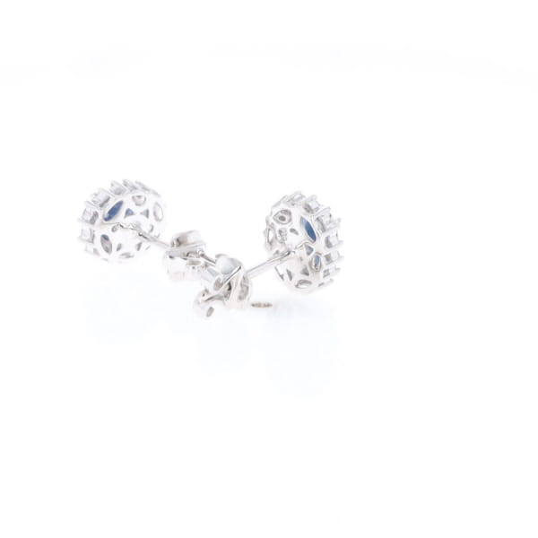 Oval Blue Sapphire Earrings With Halo