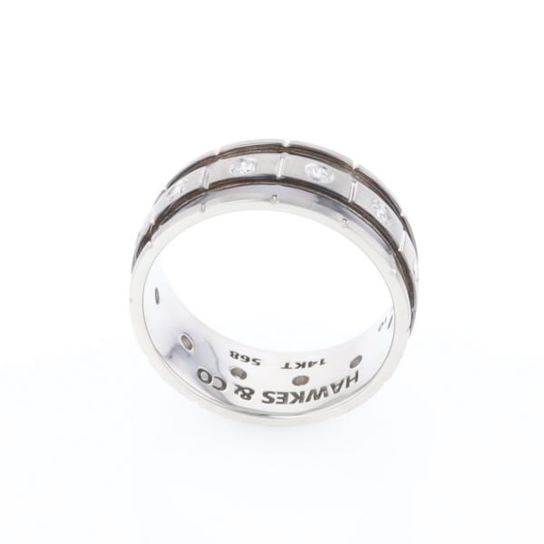 Contemporary Men's Comfort Fit Wedding Band With Diamonds