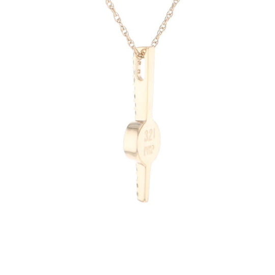 Diamond Bar Gold Quartz Round Inlaid Pendant G2