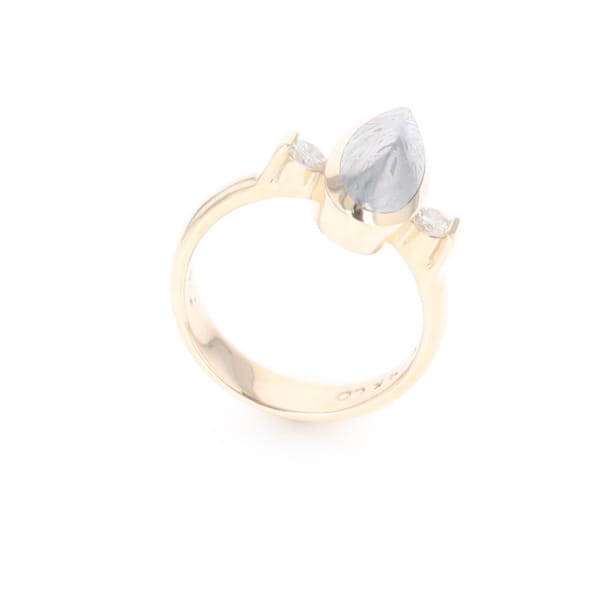 Meteorite Pear Shape Inlay Ring