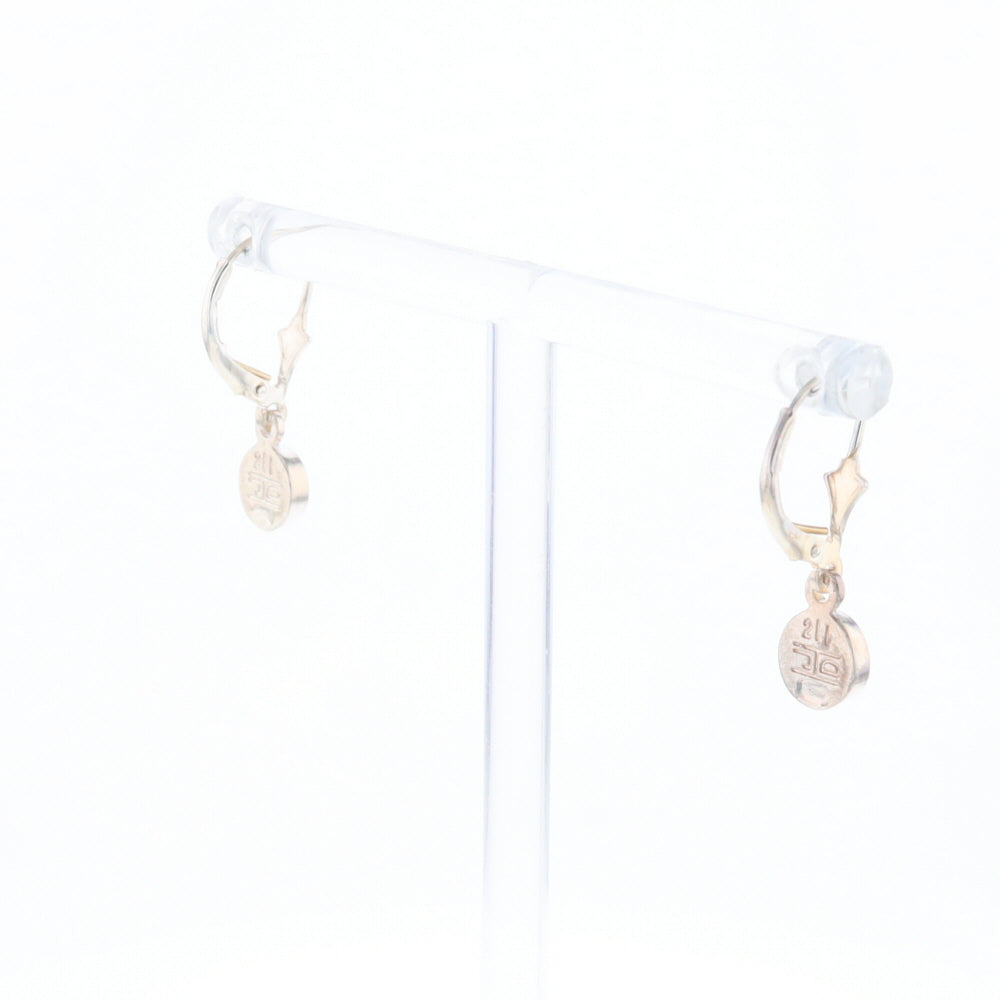 Gold Quartz Inlaid Round Bezel Earrings