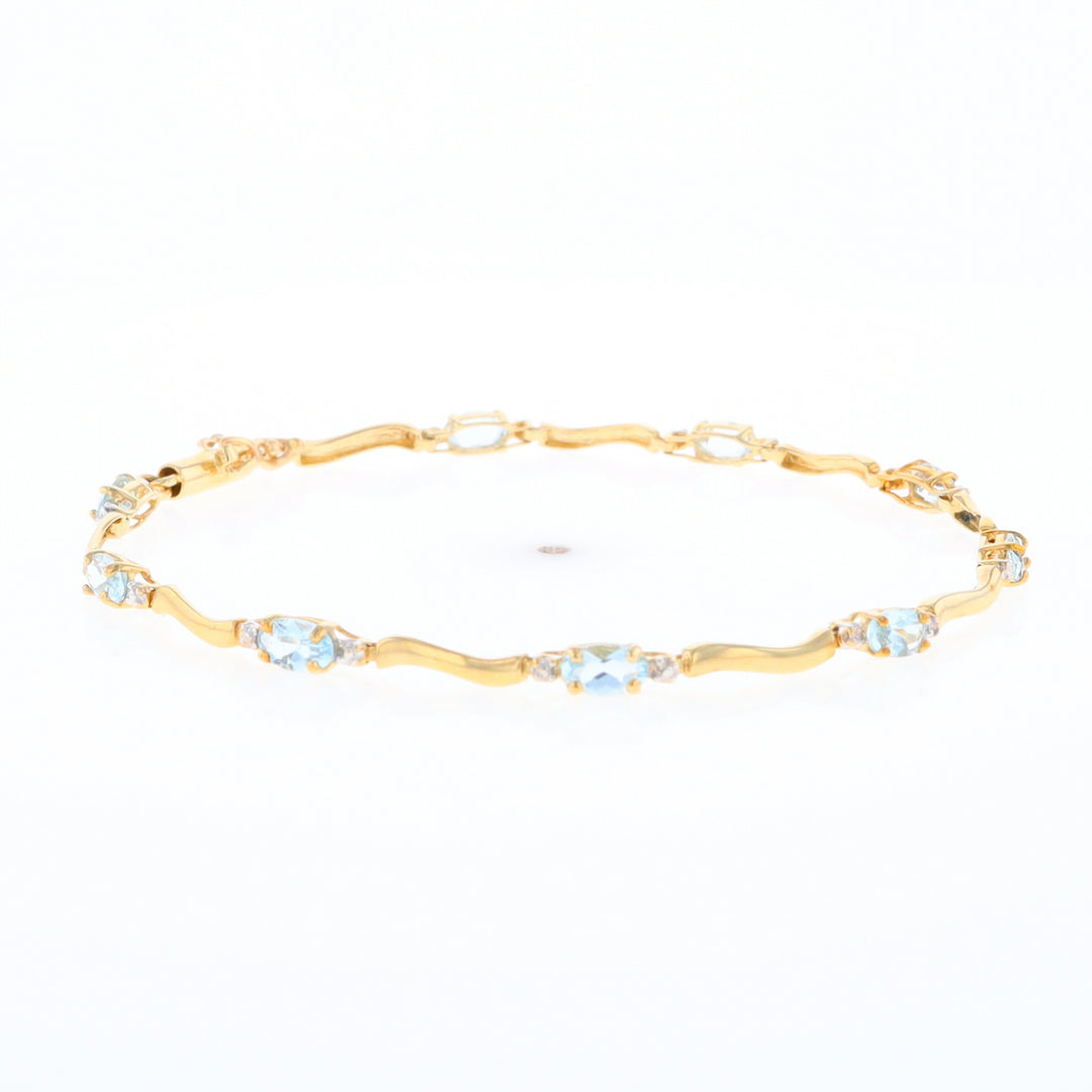 Aquamarine and Diamond Tennis Bracelet