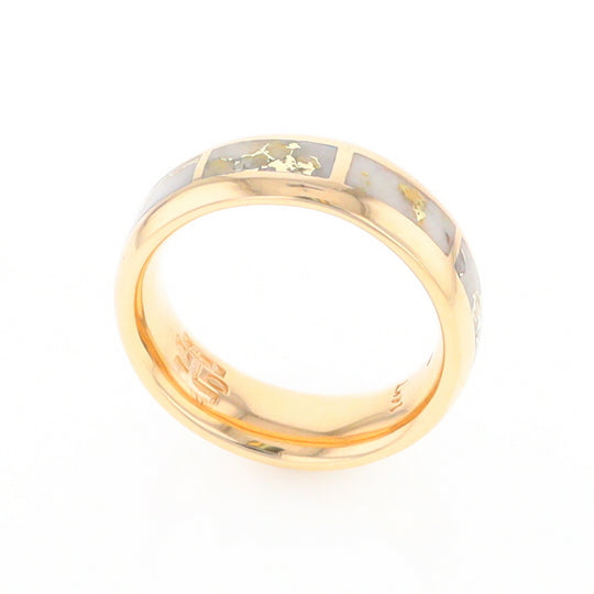 Gold Quartz Ring 8 Rectangle Section Inlaid Eternity Band