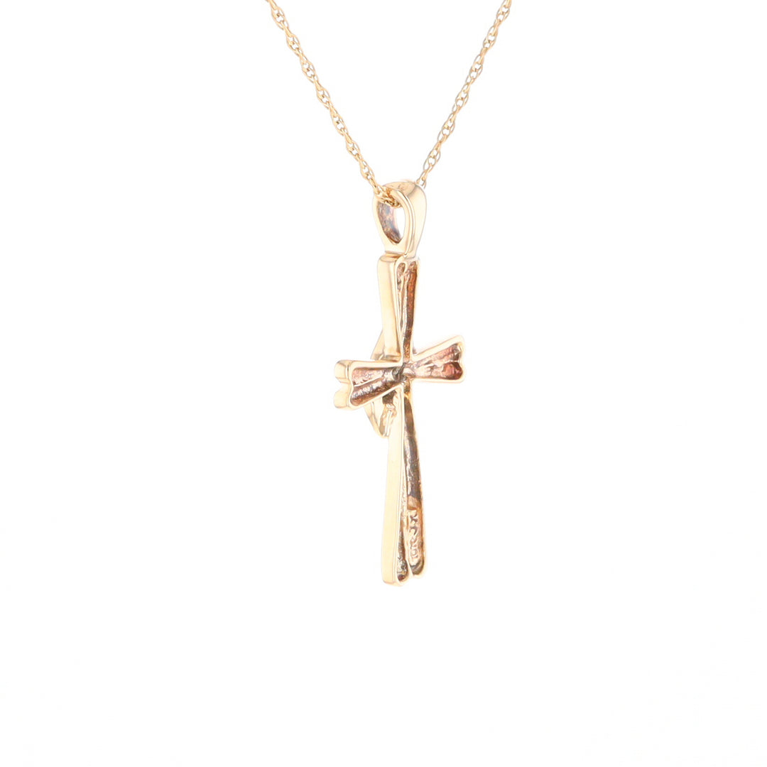 Diamond Crossover Ribbon Cross Pendant